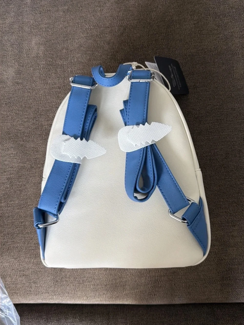 Loungefly Cream Mini Backpack with Blue Stitch and Pastel Floral Accents